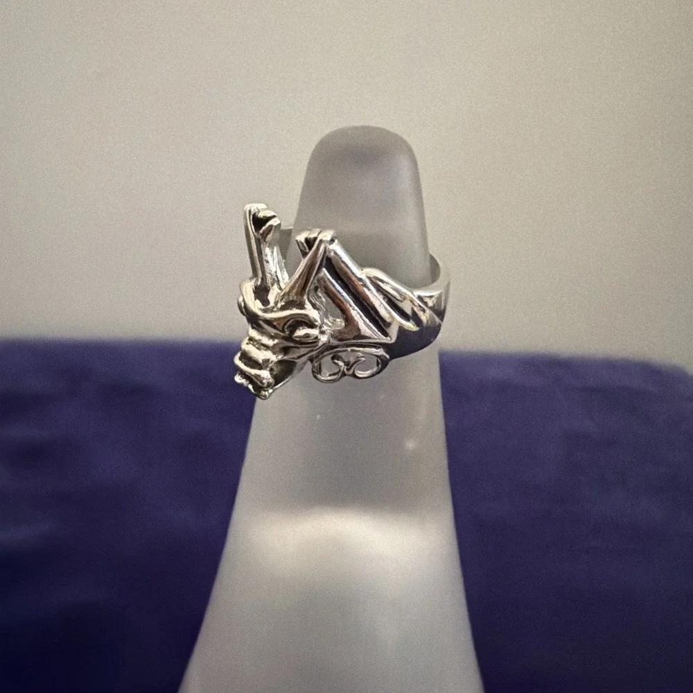 Solid EDCO Dragon Silver Tone Sz 6.5 Ring
